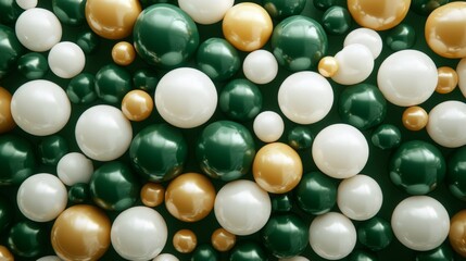 Green white and gold spheres background pattern