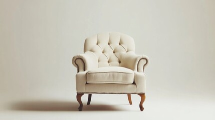 Elegant Cream Armchair in Studio