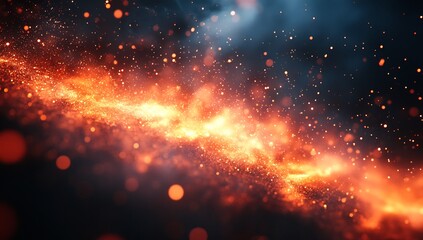 Fiery Abstract Galaxy: A Blaze of Orange and Red Embers