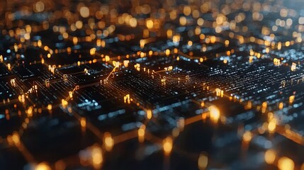 Fototapeta premium Abstract digital network, glowing circuits, data flow, technology background, website header