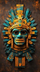 Obraz premium Ancient Aztec Mask with Feathers