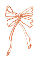 Pencil crayon drawn cute bows and ribbons hand drawn illustration. One line decorative elements. Sketchy style clipart. Pencil drawn ribbons. Trendy girls bows.