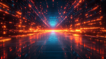 cyberpunk neon gaming background in red and blue hues, symbolizing technology, chaos, and modern digital themes with blurred dynamic lines and space for captioning