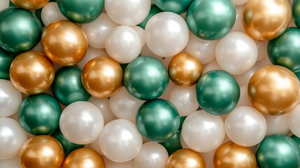 Metallic Balloons in Green Gold and White Colors
