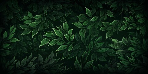 green aesthetic background with leaves in the dark 