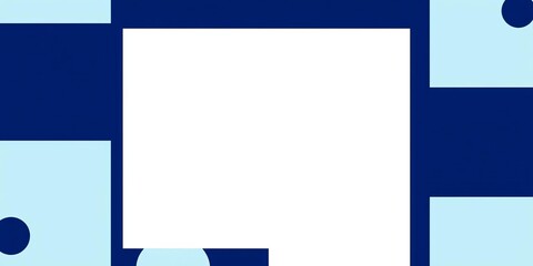 Blue and white geometric background with a central white square, minimalistic, simple, bright