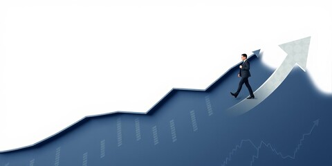 Businessman pointing at arrow graph showing corporate future growth plan and annual revenue growth concept, plan, corporate, development