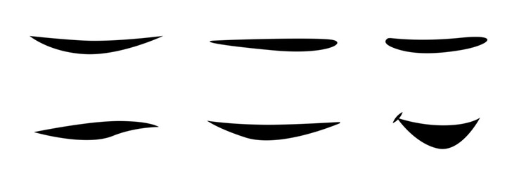 Set Collection Smile Shape in Black Silhouette Illustration