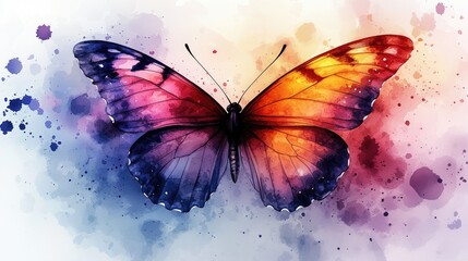 Colorful butterfly illustration with vibrant hues and splashes, symbolizing transformation and beauty