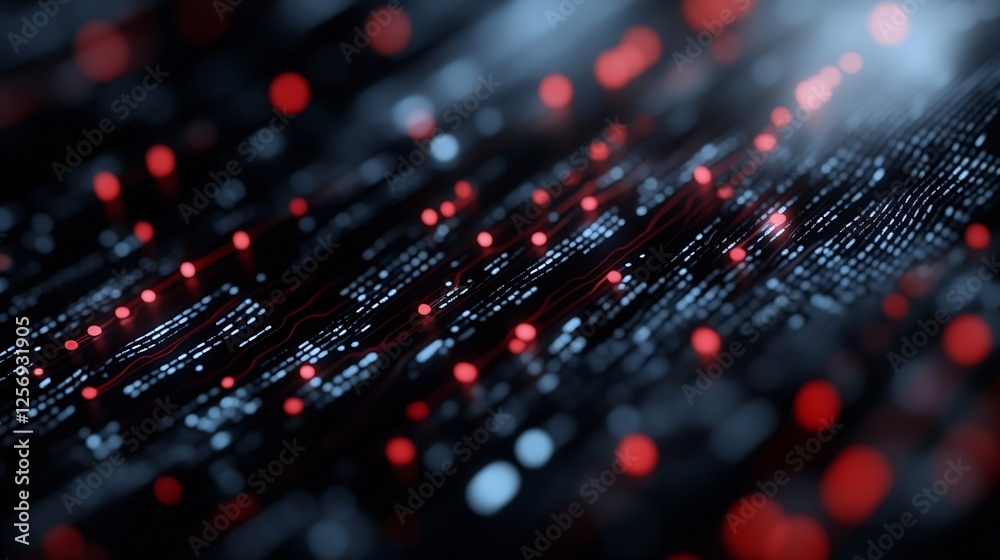 Aufkleber Dynamic abstract background of glowing dots and lines creates a sense of hightech digital landscape : Generative AI