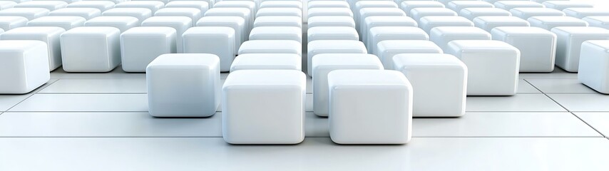 Obraz premium Uniform Grid of White Cubes on a Light Surface in a Minimalist Modern Style Setting Chart framework triple