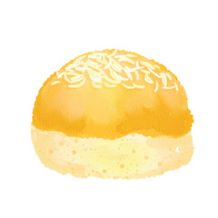 Watercolor Illustration of a Nastar Cookie Top View with Decorative Pineapple Filling
