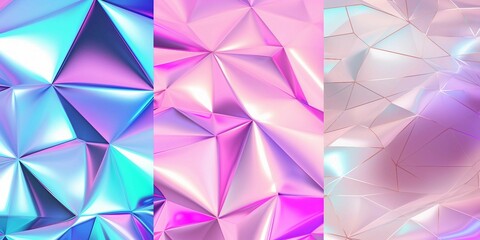  Set of seamless holographic light crystal patterns textures