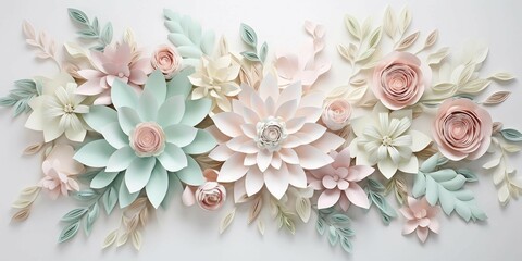 Soft Pastel Blush Pink and Mint Green Flowers Merging in Harmonious Beauty