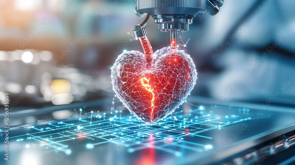 Leinwandbilder creating artificial organs with bioprinting technology, showcasing digital heart. this innovative pr