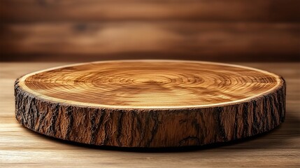 Wooden slice rustic table background food display