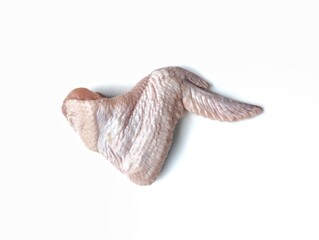 Fresh raw chicken wings isolated on white background with top view angle 