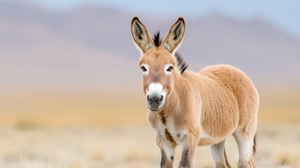 Wild Donkey in Open Field