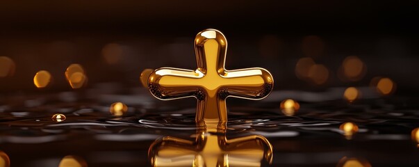 Golden Plus Sign Reflection in Water