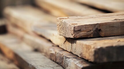 Natural Rustic Wooden Planks Neatly Arranged for Construction and Crafting : Generative AI