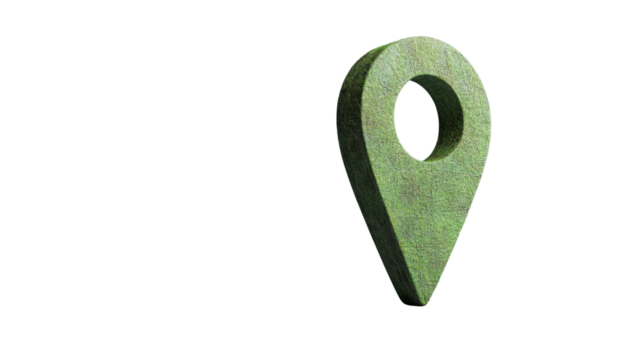 Green grass pin location icon showing position on transparent background