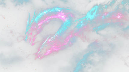 a dragon flying through the clouds in a dark sky