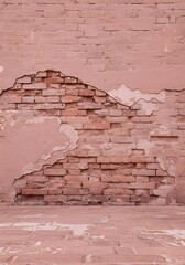 Generative AI,Background image of a unique textured brick wall with a weathered and aged vintage appearance
