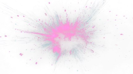 a pink explosion of pink and blue powder