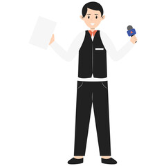 Profession Journalist Illustration with Flat Design. Isolated Vector Character.