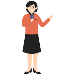 Profession Journalist Illustration with Flat Design. Isolated Vector Character.