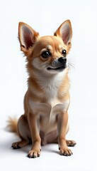 Obraz premium Chihuahua dog in plastic shiny style in a studio with white background portrait using a plastic style photo of the dog in the studio with shiny style. Pet. Shiny, cute, chihuahua dog. Themed photo