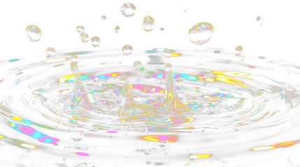 a water drop with a rainbow colored liquid