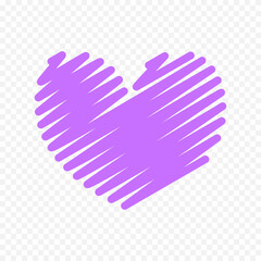 Doodle hand drawn heart drawing on white background