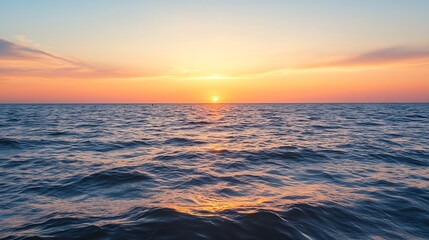 Obraz premium Breathtaking sunset over a calm ocean reflecting vibrant colors as day transitions into night with gentle waves : Generative AI