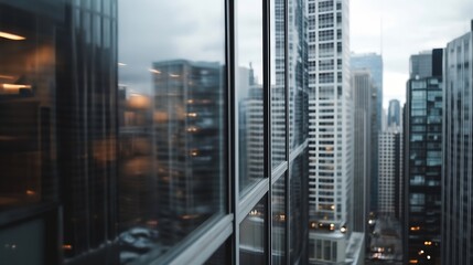 Modern city skyline view from a highrise building reflecting urban life and architecture : Generative AI