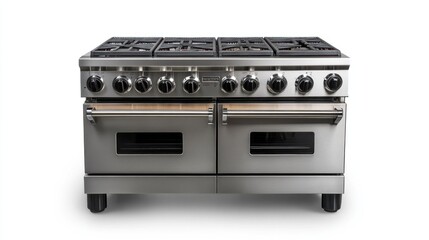 Fototapeta premium Stainless Steel Commercial Range Against White Background