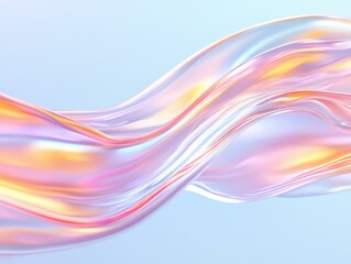 Fototapeta premium Wavy Iridescent Fluid on a Pale Background Design