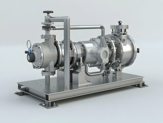 Naklejka premium Industrial pump system, factory setting, clean background, manufacturing process