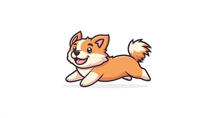 Playful corgi dog happily running across a bright background, embodying joy and energy