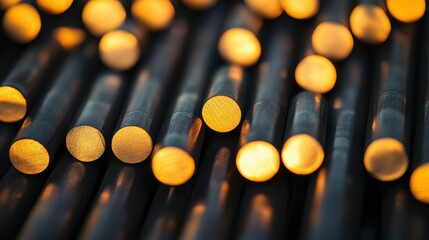 Detailed view of uranium fuel rods indicative of their role in generating clean nuclear energy