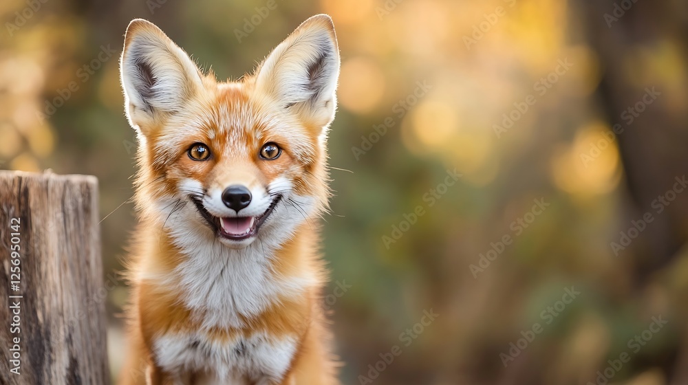 Poster Smiling Red Fox with Catchy Expression Surrounded by Beautiful Nature : Generative AI