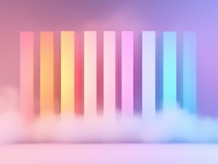 Colorful Pastel Blocks with Cloud Vapor Aesthetic Art
