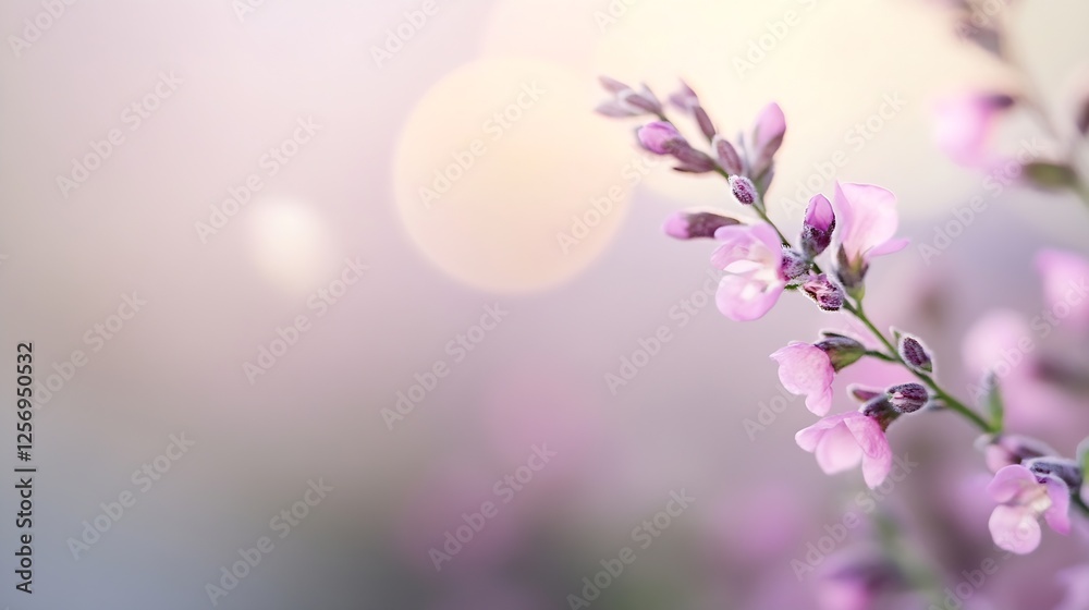 Poster delicate pink flowers softly illuminated against a blurred pastel background for a gentle effect : g
