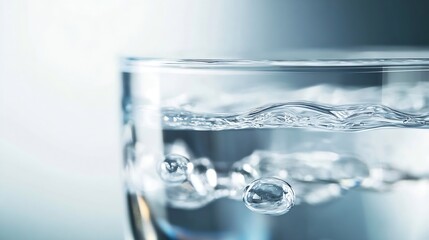 Captivating close up of water bubbles rising in a glass showcasing tranquility and the beauty of simplicity in everyday life : Generative AI