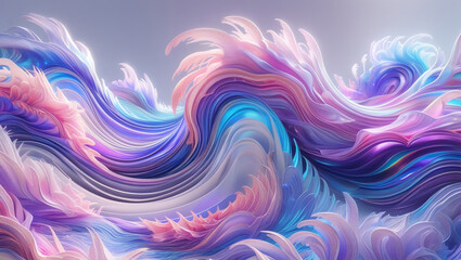 Obraz premium AI generative. Abstract of digital painting nebula wave, vibrant colorful on light silver background. 24