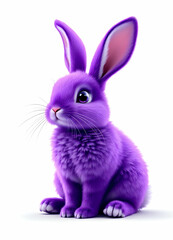 Obraz premium Adorable Purple Bunny Rabbit Sitting Isolated on White