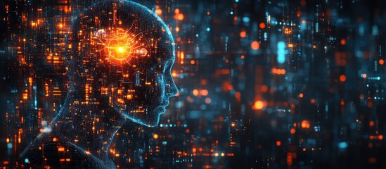Obraz premium AI, digital brain, neural network, futuristic technology concept.