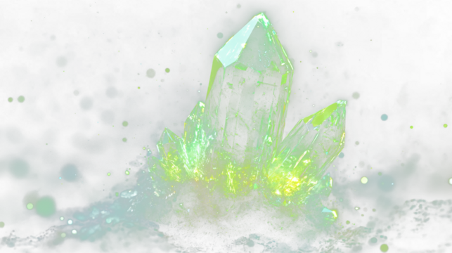 a green crystal on a black background