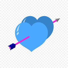 Doodle hand drawn heart drawing on white background