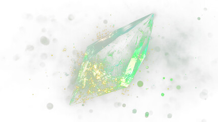 a green diamond with a glowing green sparkle
